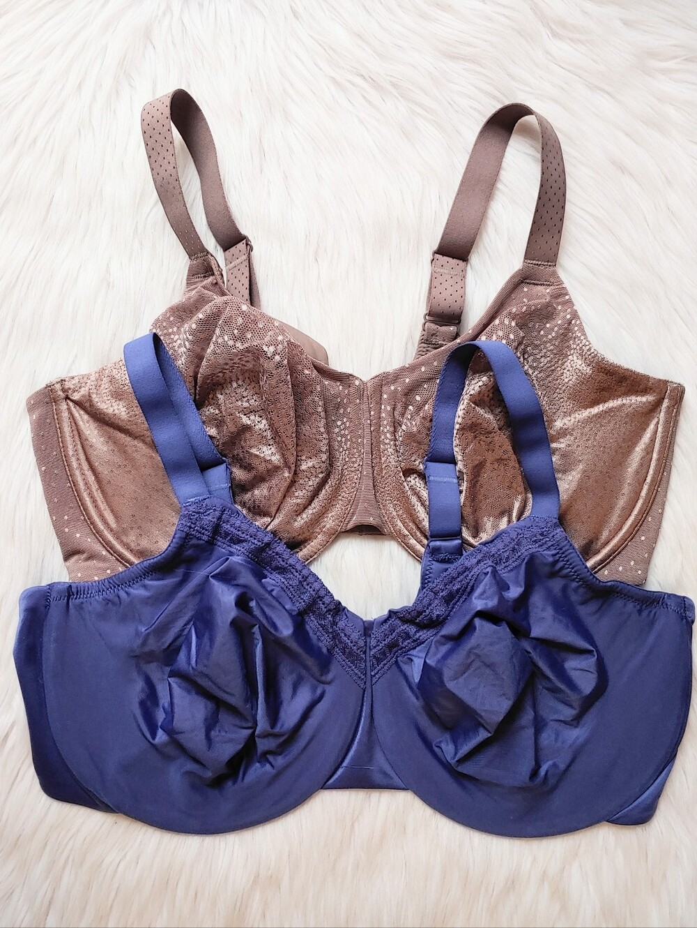Wacoal Taupe & Blue Unlined Underwire Bras, 40G